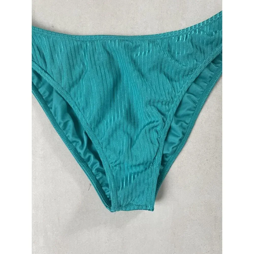 Kenny Flowers Swim Sporty Bikini Bottom Ribbed Teal Swimwear